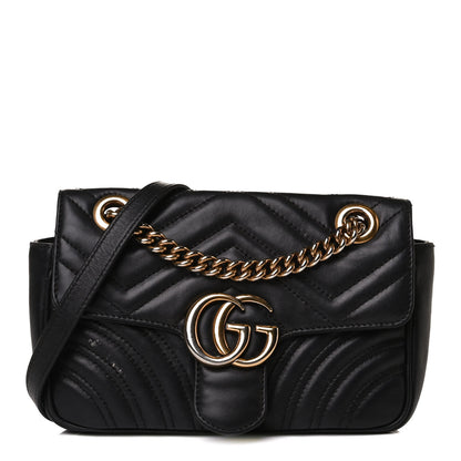 Gucci Calfskin Matelasse Mini GG Marmont Shoulder Bag Black 1 of 16