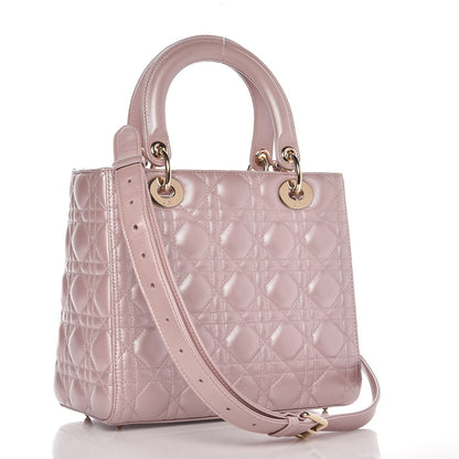 Christian Dior Pearly Lambskin Cannage Medium Lady Dior Lotus 3 of 8