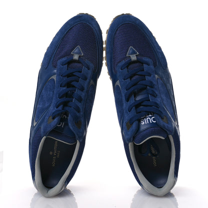 Louis Vuitton Calfskin Suede Damier Run Away Sneakers 10 Blue 2 of 8