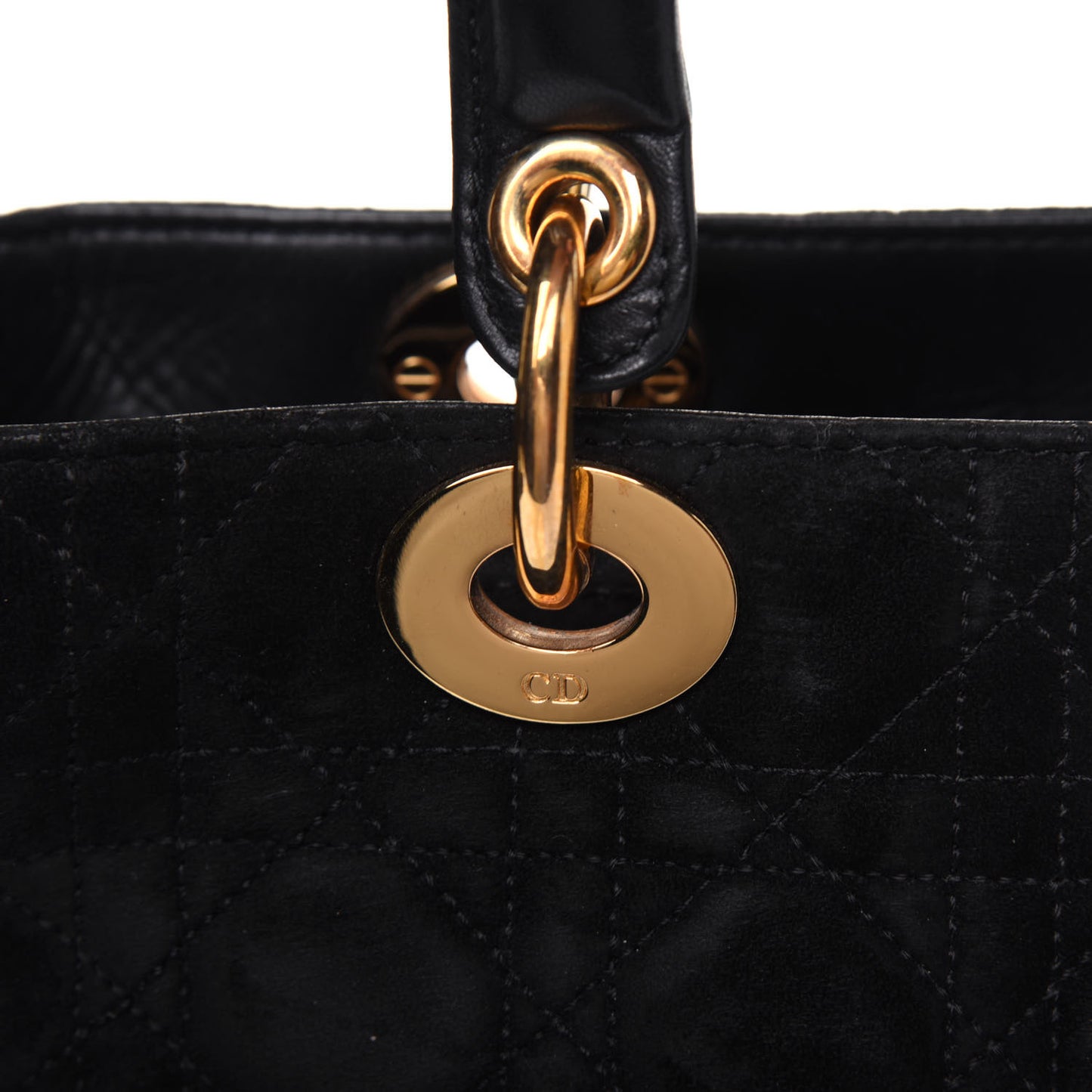 Suede Cannage Medium Lady Dior Black