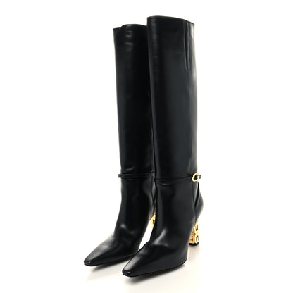 Givenchy Grained Calfskin G Cube Knee High Boots 38.5 Black 3 of 7