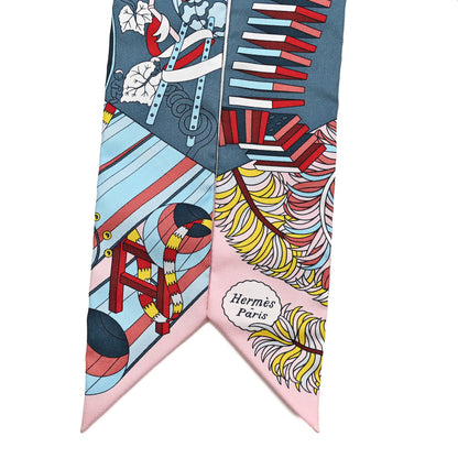 Hermes Silk De l'Ombrelle Aux Duels Twilly Bleu Moyen Rose Pale 2 of 4