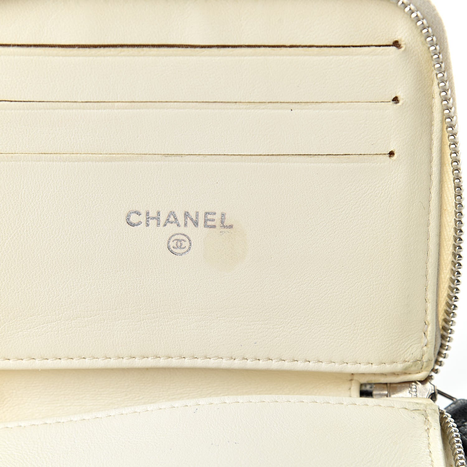 Chanel Calfskin Perforated Timeless Compact Zip Wallet Black White 9 of 10