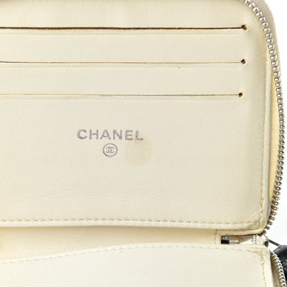 Chanel Calfskin Perforated Timeless Compact Zip Wallet Black White 9 of 10