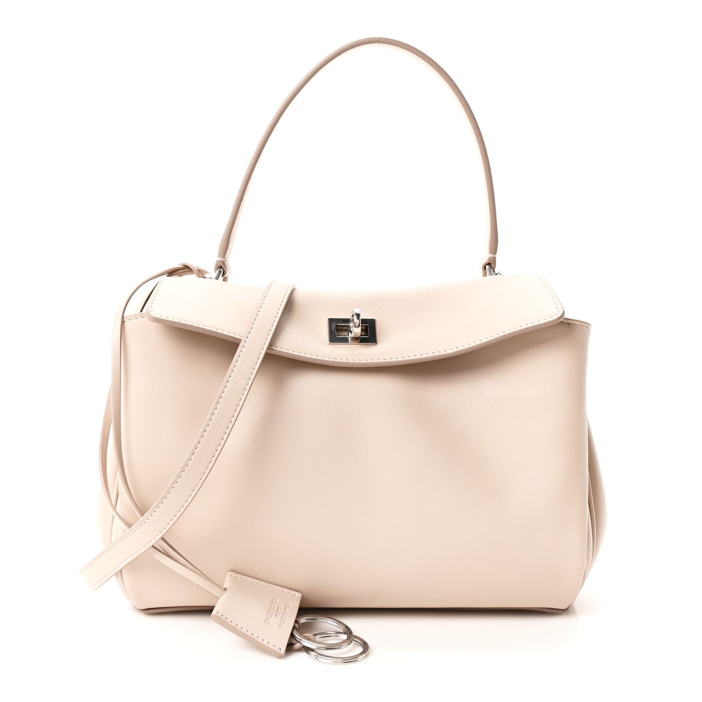 Natural Smooth Calfskin Small Rodeo Top Handle Handbag Almond
