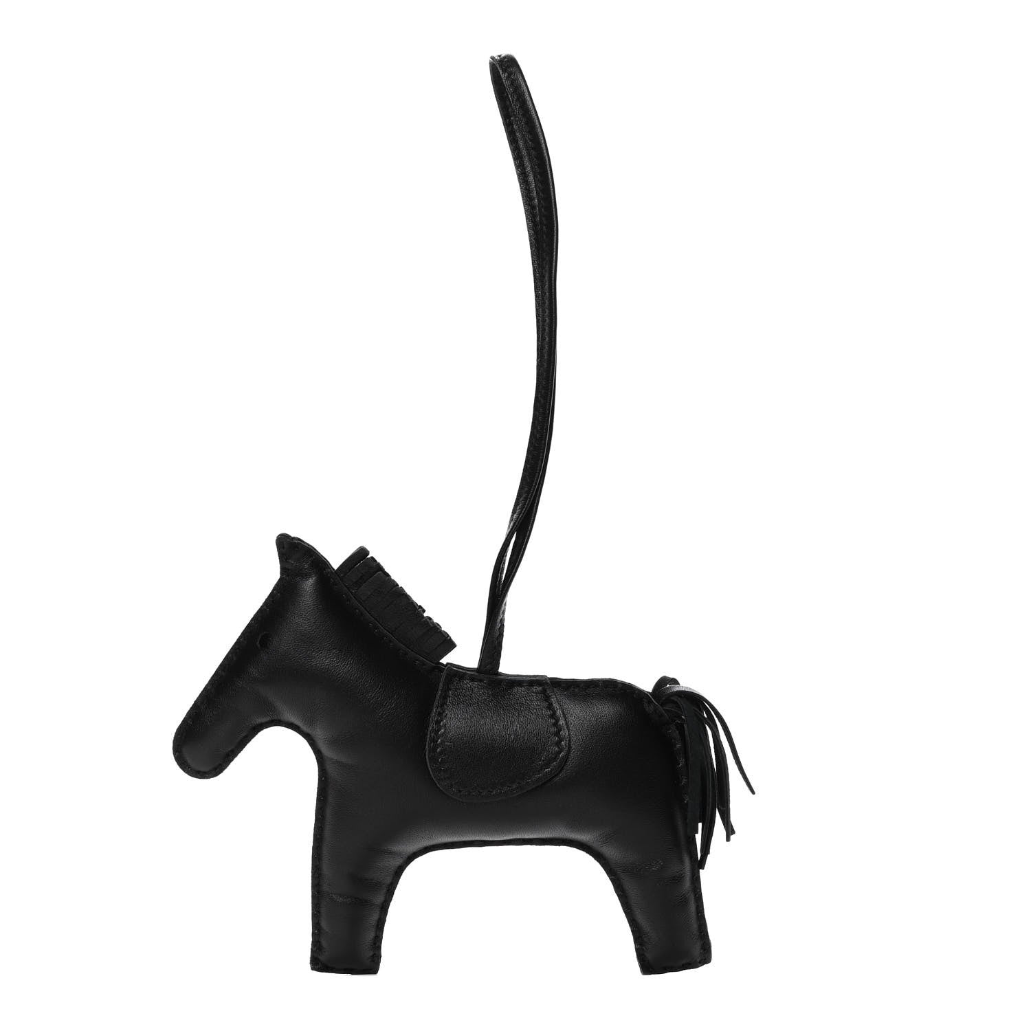 Hermes Milo Lambskin Grigri Rodeo Horse Bag Charm GM So Black 1 of 4