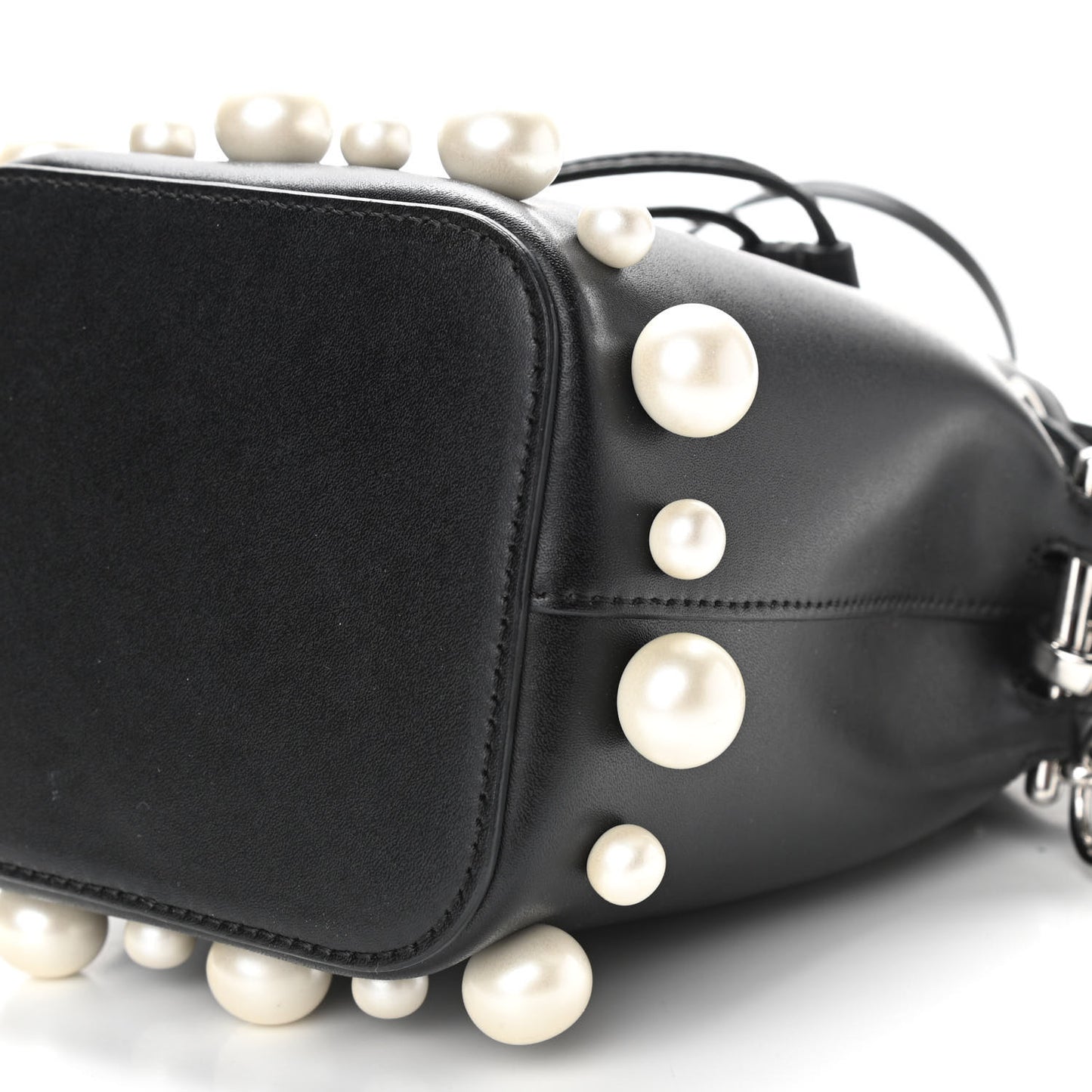 Vitello Liberty Pearl F is Fendi Mini Mon Tresor Bucket Bag Black