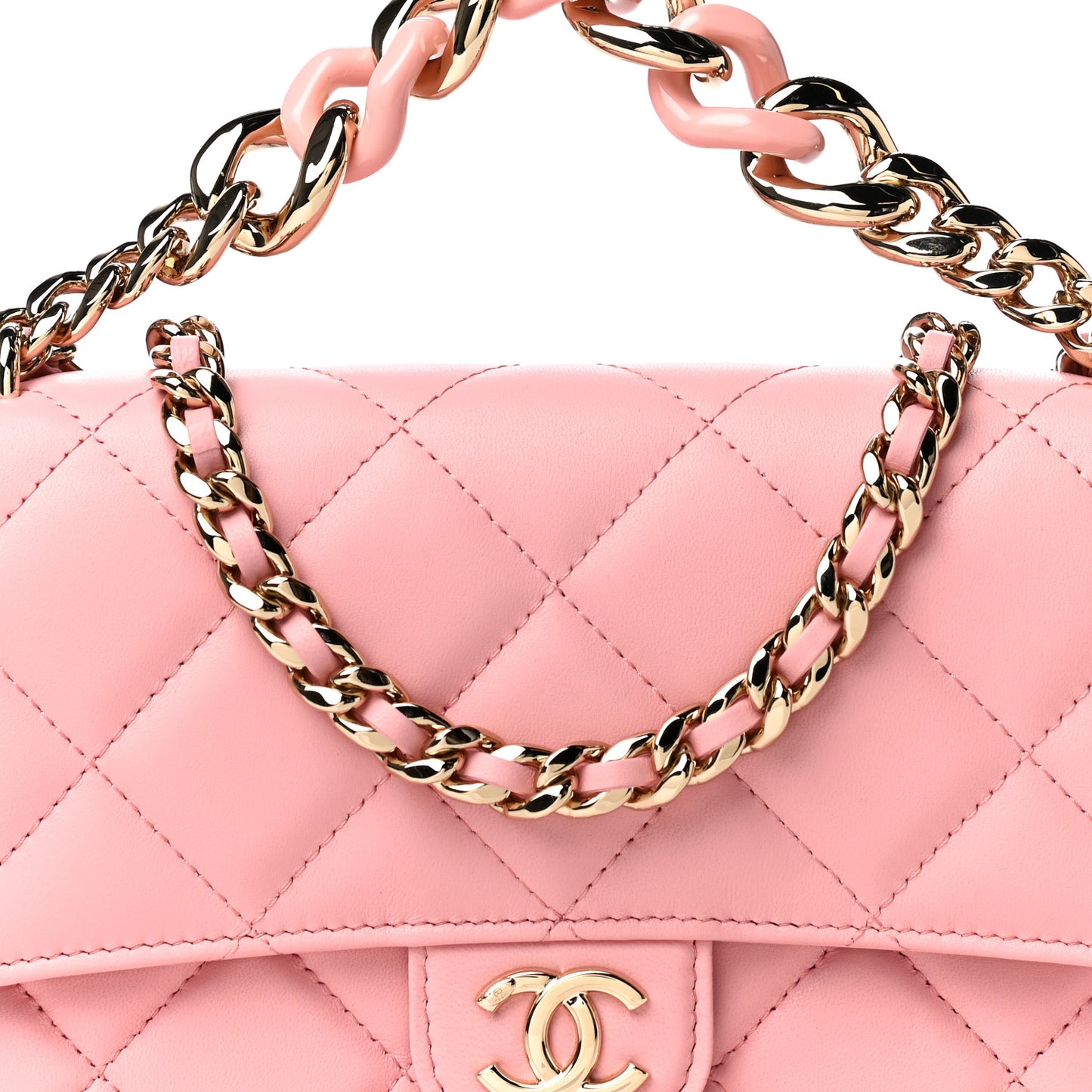 Lambskin Quilted Elegant Chain Wallet On Chain WOC Pink