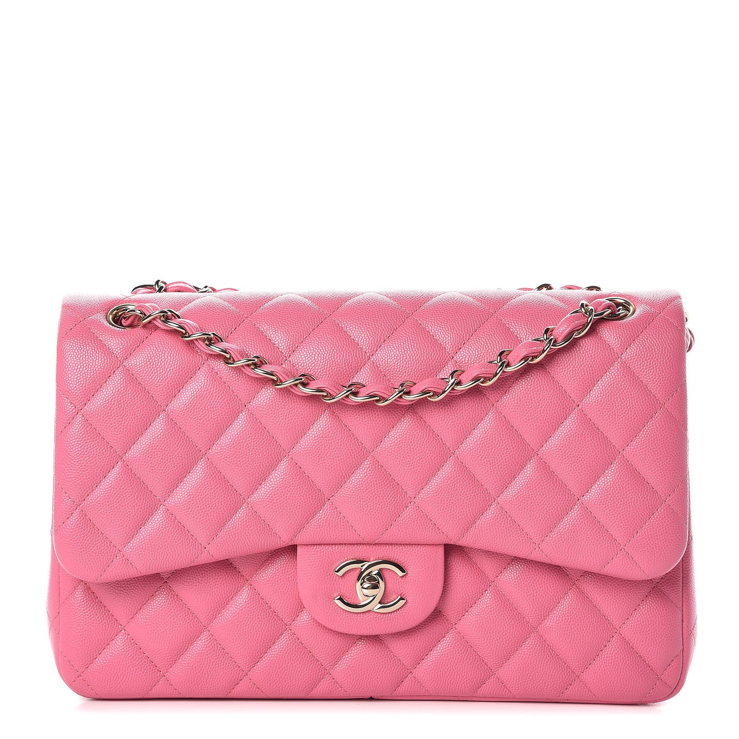 Caviar Quilted Jumbo Double Flap Pink