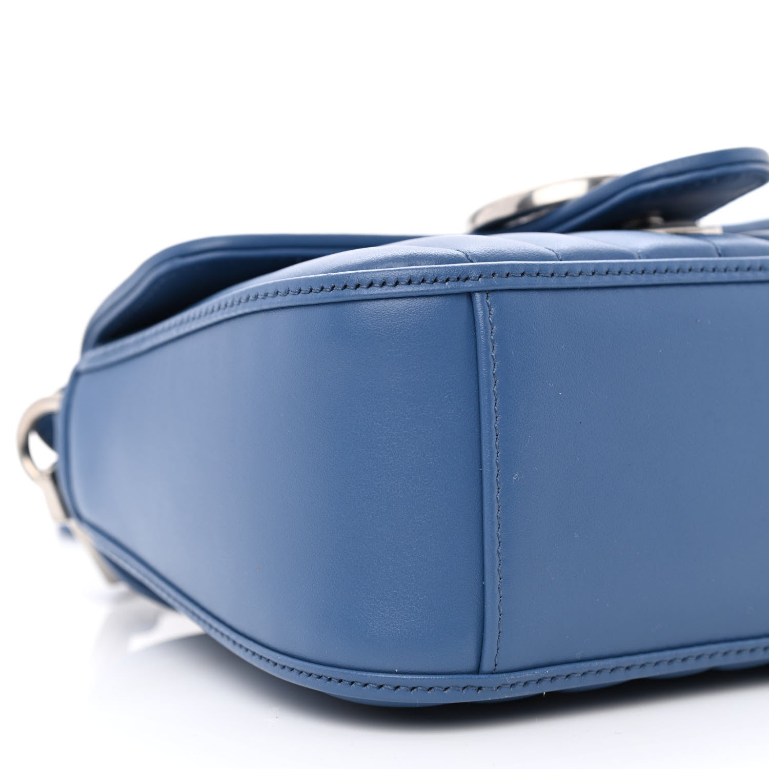 Gucci Calfskin Matelasse Aria Mini GG Marmont Top Handle Shoulder Bag Clear Blue 8 of 9