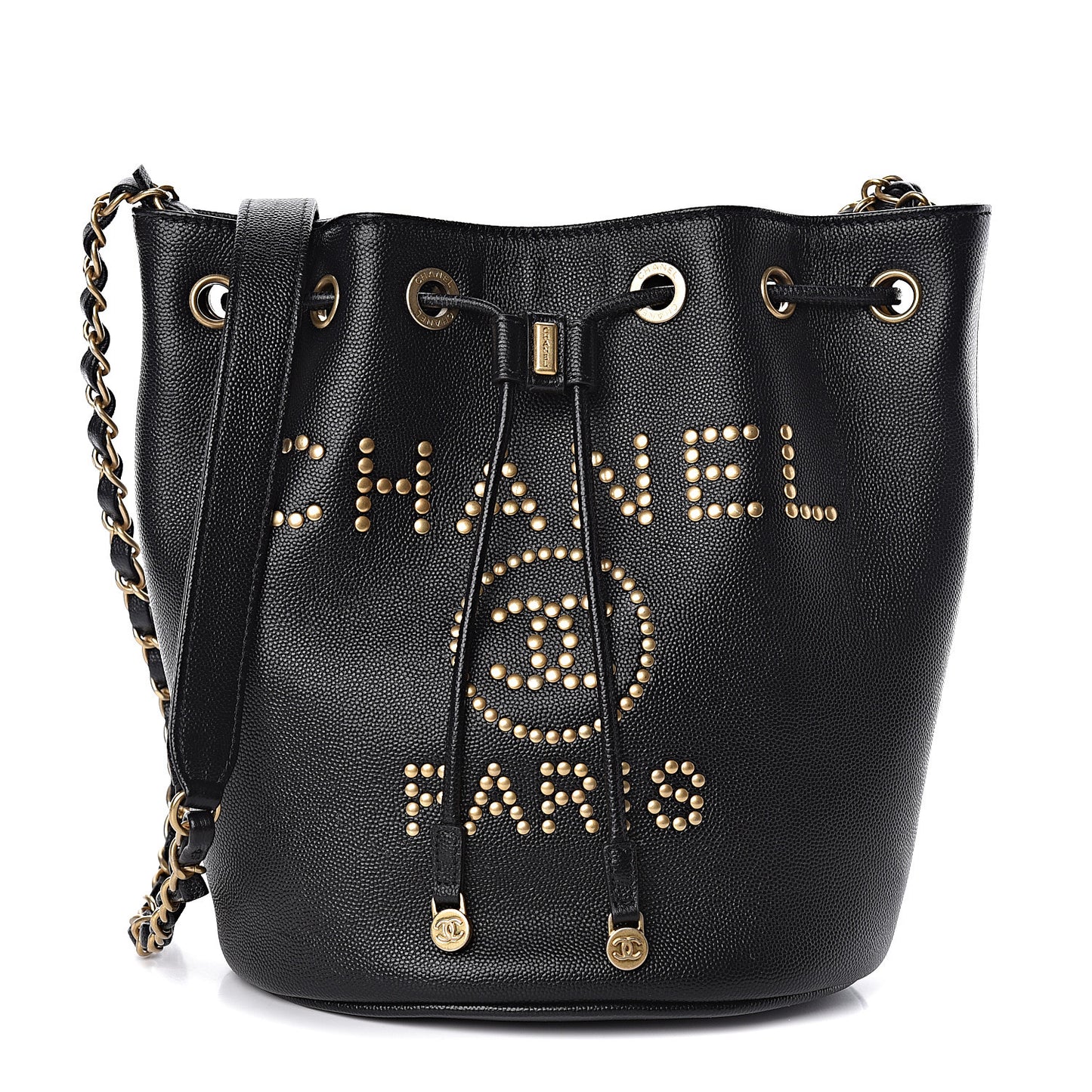 Caviar Deauville Drawstring Bucket Bag Black