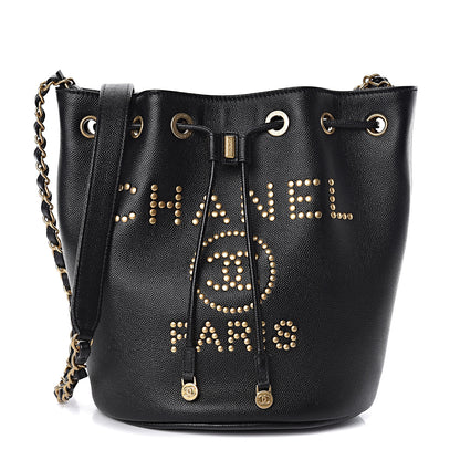 Chanel Caviar Deauville Drawstring Bucket Bag Black 1 of 10