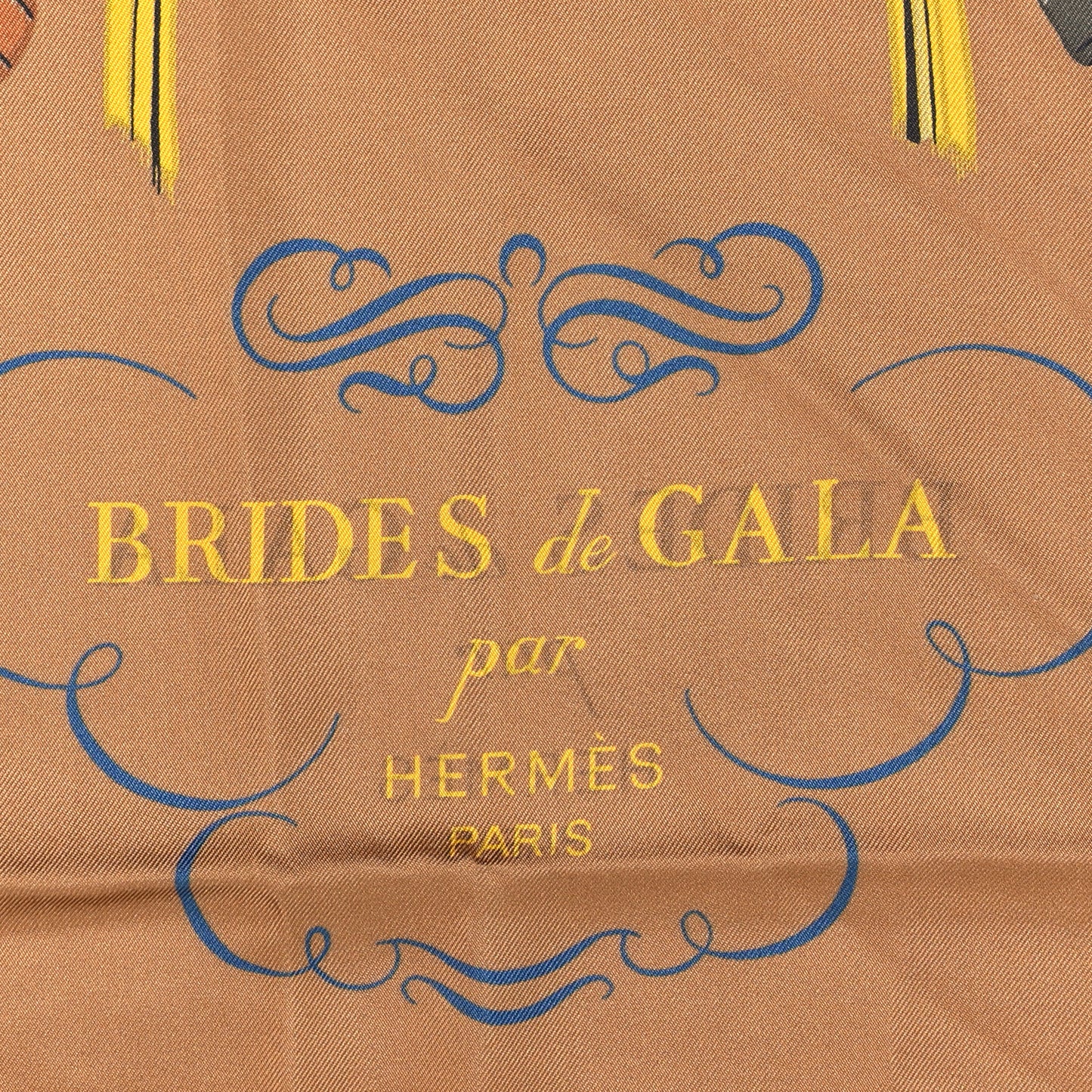 Silk Brides de Gala Double Face Scarf 90 Tabac Jaune Multicolor