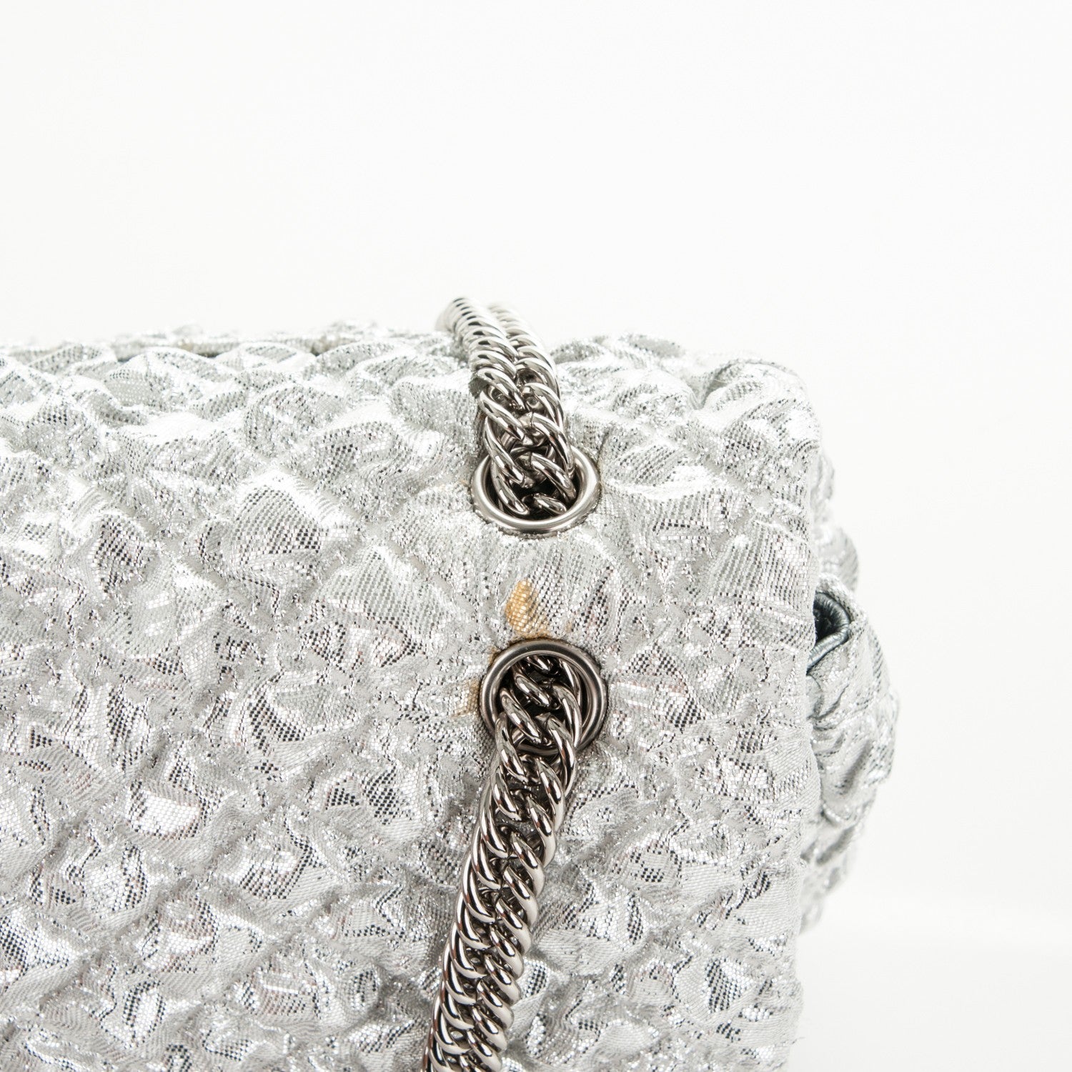Chanel Metallic Lame Quilted Small Double Flap Silver 8 of 10