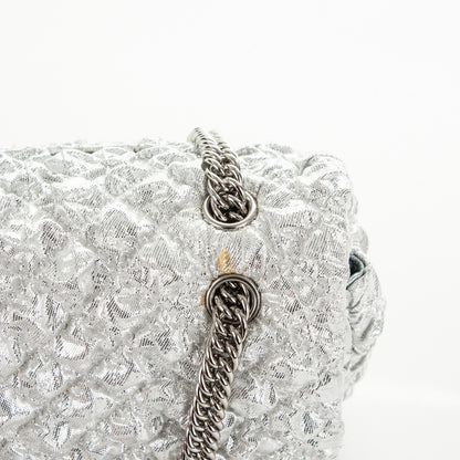 Chanel Metallic Lame Quilted Small Double Flap Silver 8 of 10