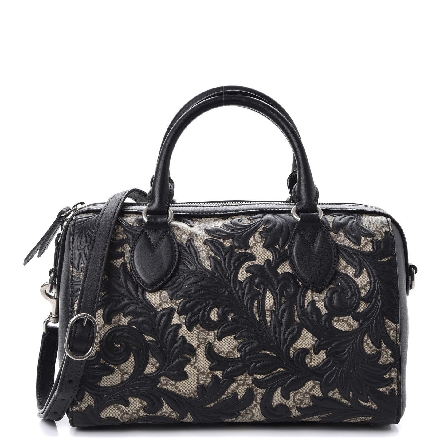 GG Supreme Monogram Arabesque Small Boston Black