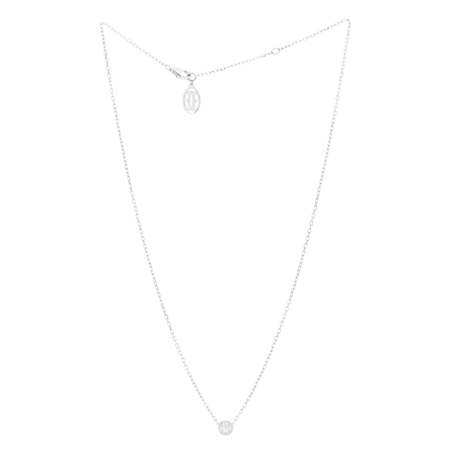 Cartier 18K White Gold Diamond LM D'Amour Pendant Necklace 3 of 6