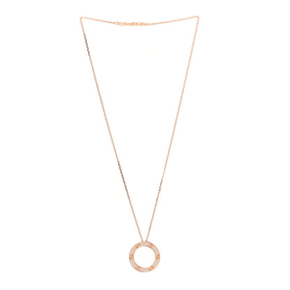 Cartier 18K Pink Gold Diamond LOVE Paved Necklace 3 of 6