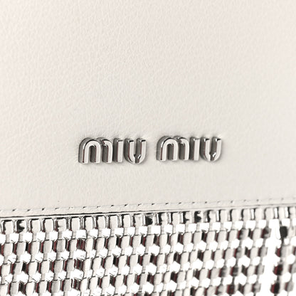 Miu Miu Glace Calfskin Crystal Fringe Crossbody White 6 of 9