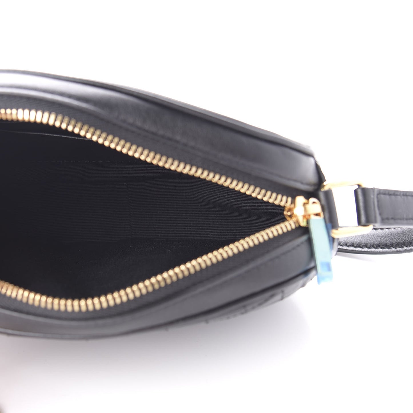 Calfskin Quilted Small C Charm Bag Black