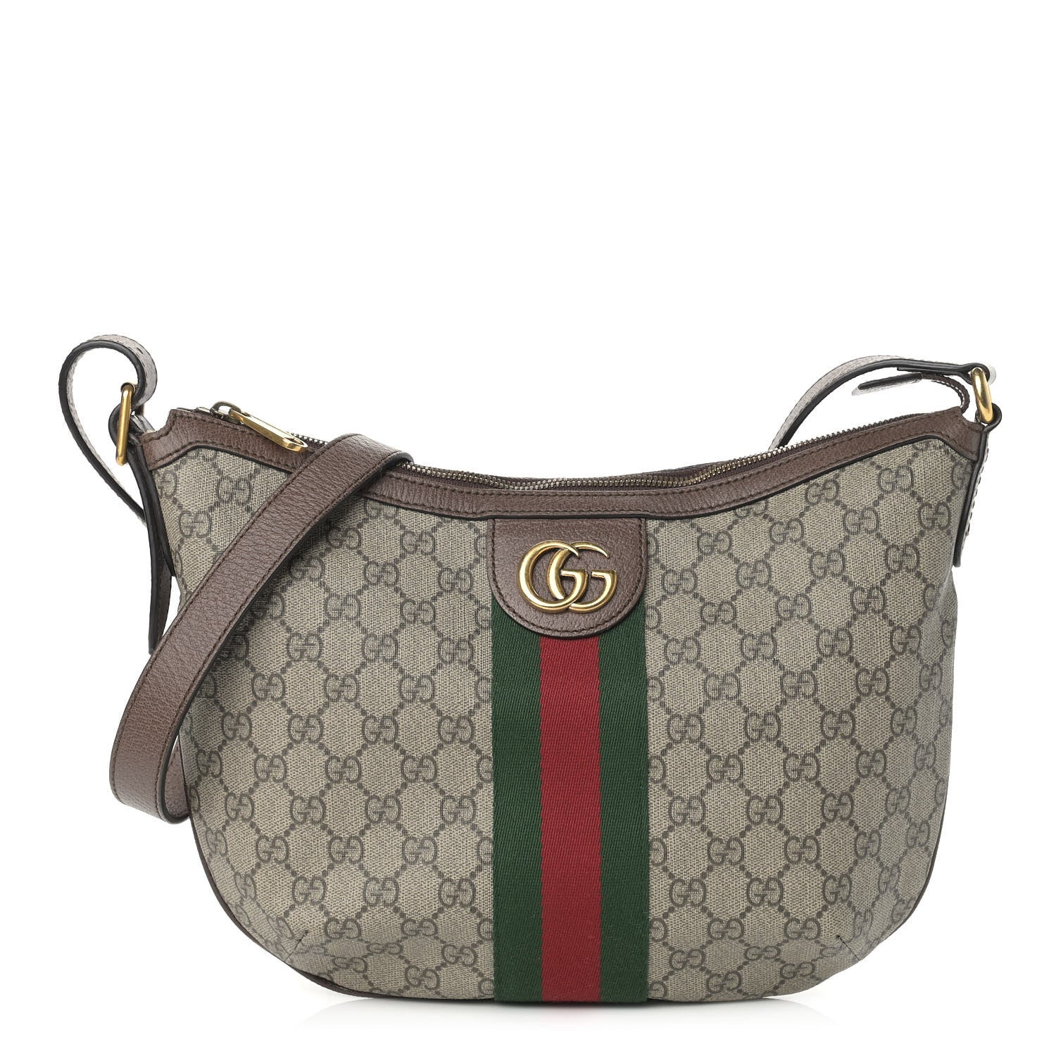Gucci GG Supreme Monogram Web Small Ophidia Half Moon Hobo Brown 1 of 16