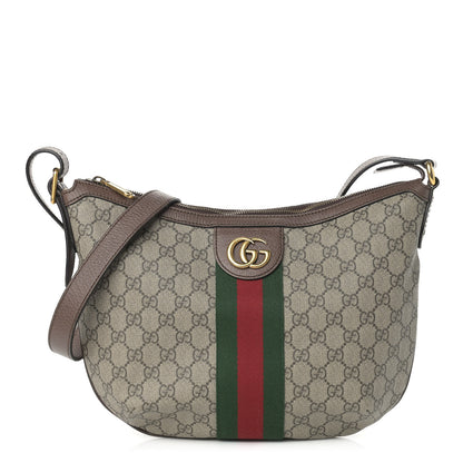 Gucci GG Supreme Monogram Web Small Ophidia Half Moon Hobo Brown 1 of 16