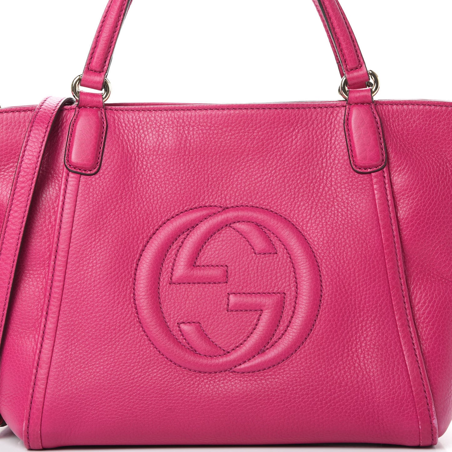 Pebbled Calfskin Small Soho Top Handle Bag Bright Bougainvillea