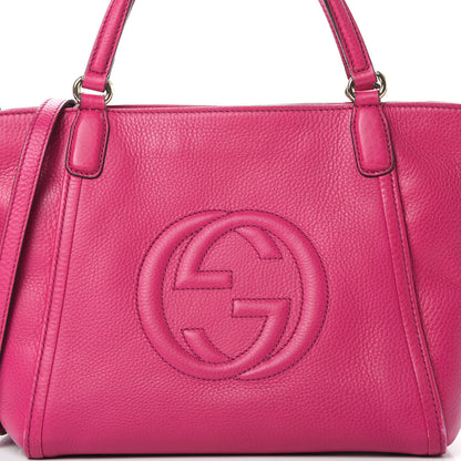 Gucci Pebbled Calfskin Small Soho Top Handle Bag Bright Bougainvillea 9 of 14