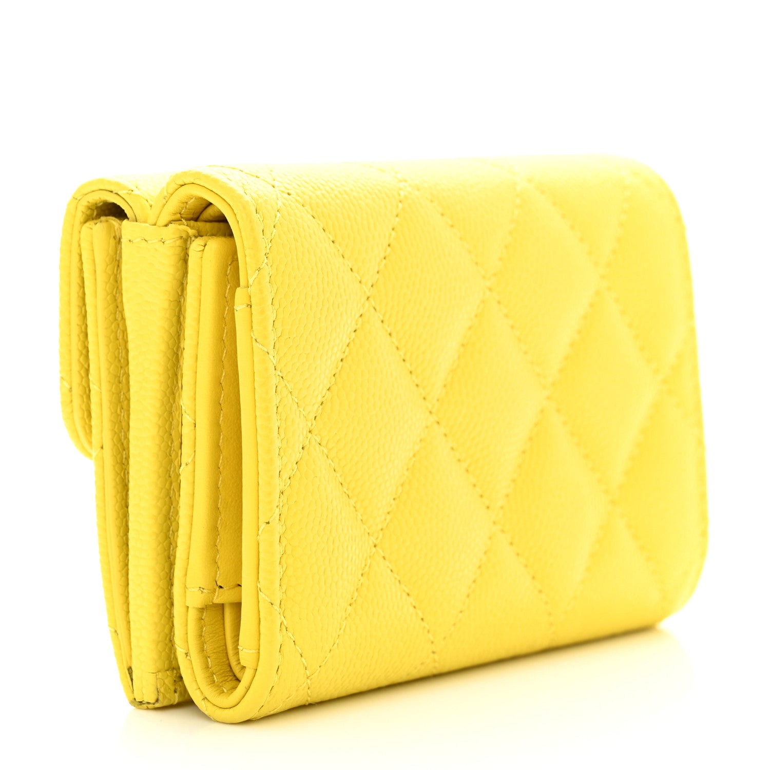 Chanel Caviar Quilted Double Flap Wallet Yellow 3 of 11