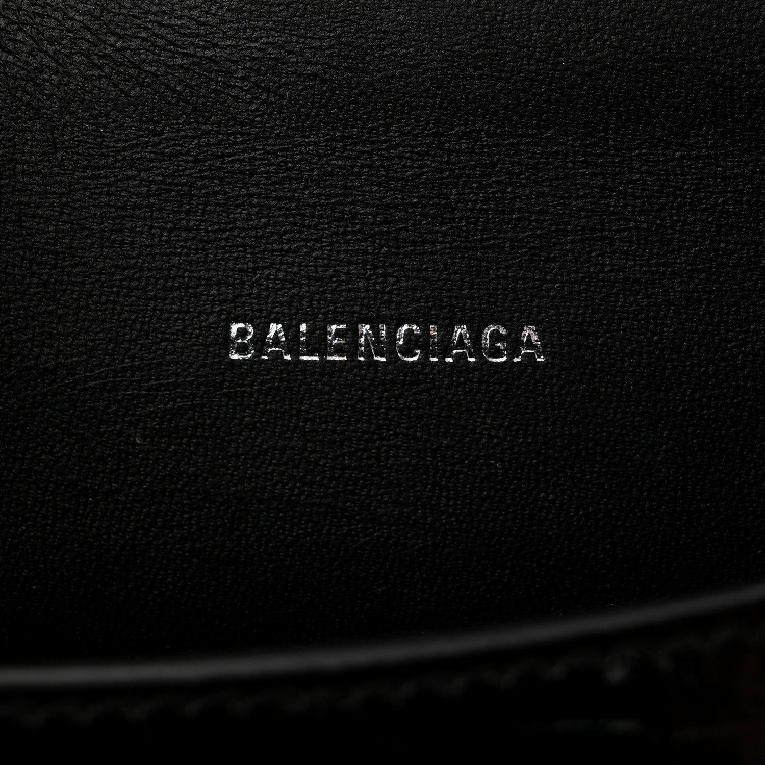 Balenciaga Shiny Calfskin Monochrome Crocodile Embossed Hourglass Top Handle Bag XS Black 6 of 11