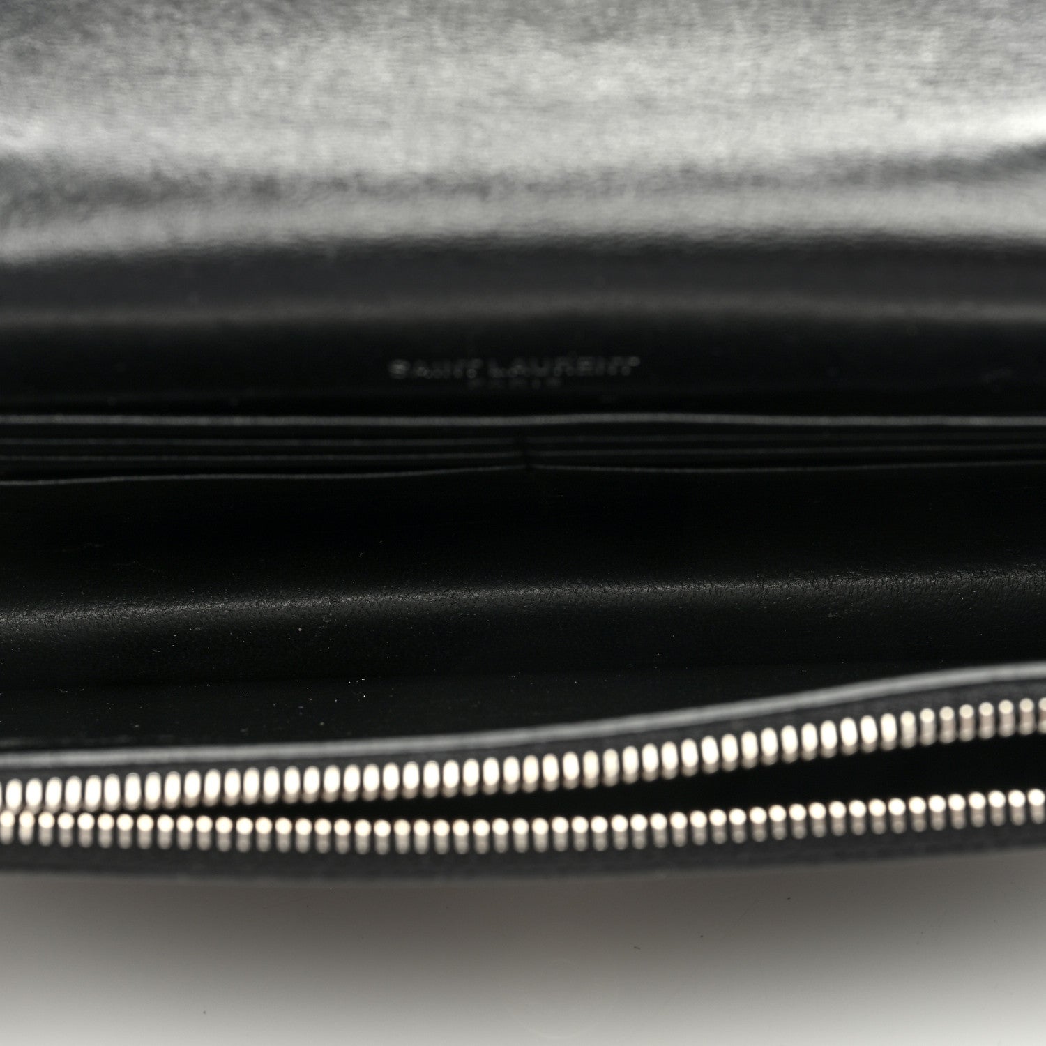 Saint Laurent Calfskin Crocodile Embossed Kate Monogram Tassel Chain Wallet Black 5 of 10