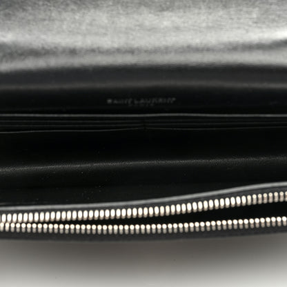 Saint Laurent Calfskin Crocodile Embossed Kate Monogram Tassel Chain Wallet Black 5 of 10