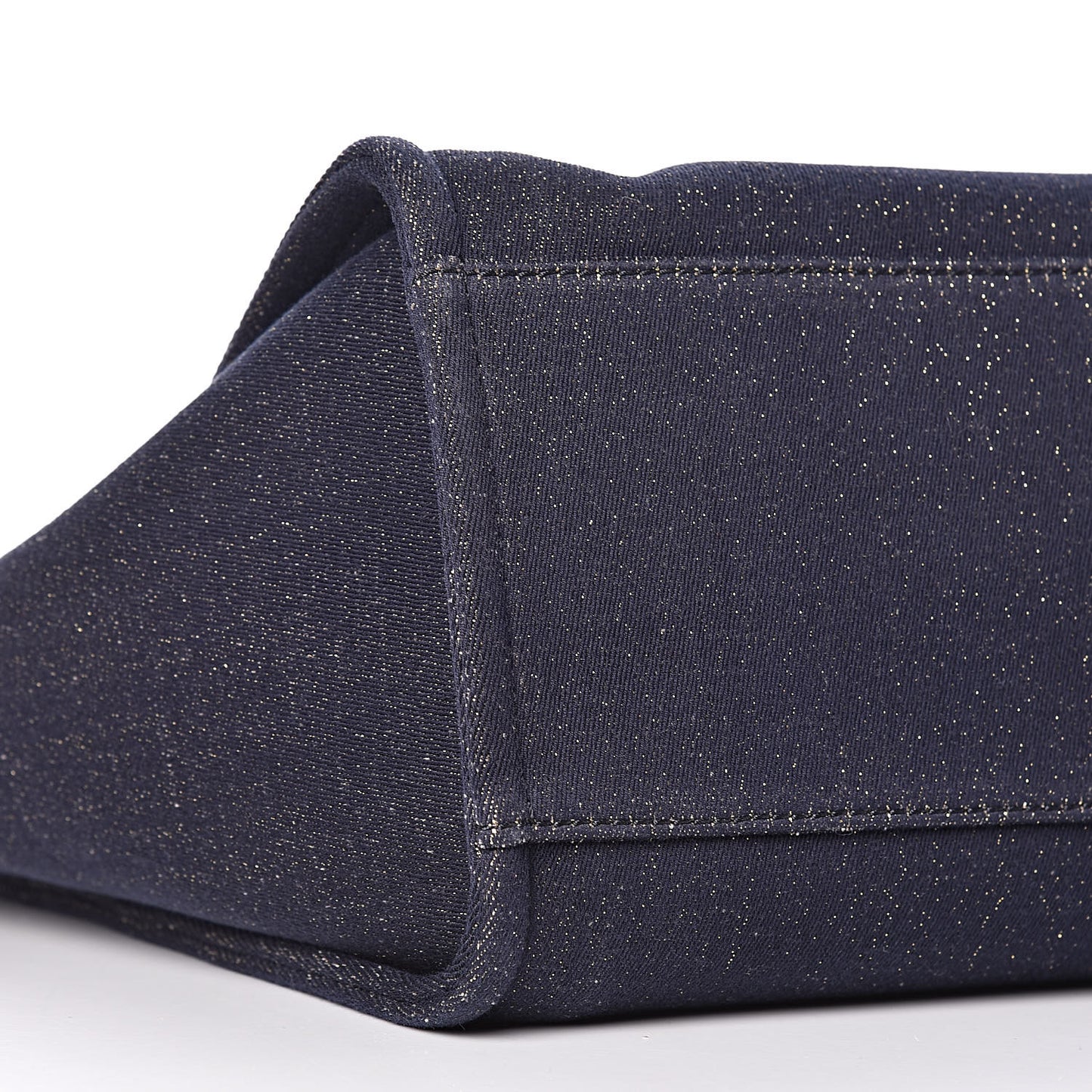 Lurex Canvas Medium Deauville Tote Navy Blue Gold