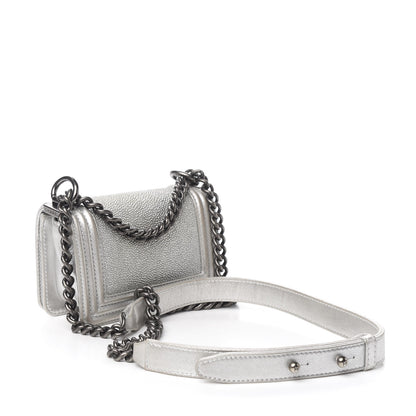 Chanel Metallic Galuchat Stingray Mini Boy Flap Silver 2 of 11