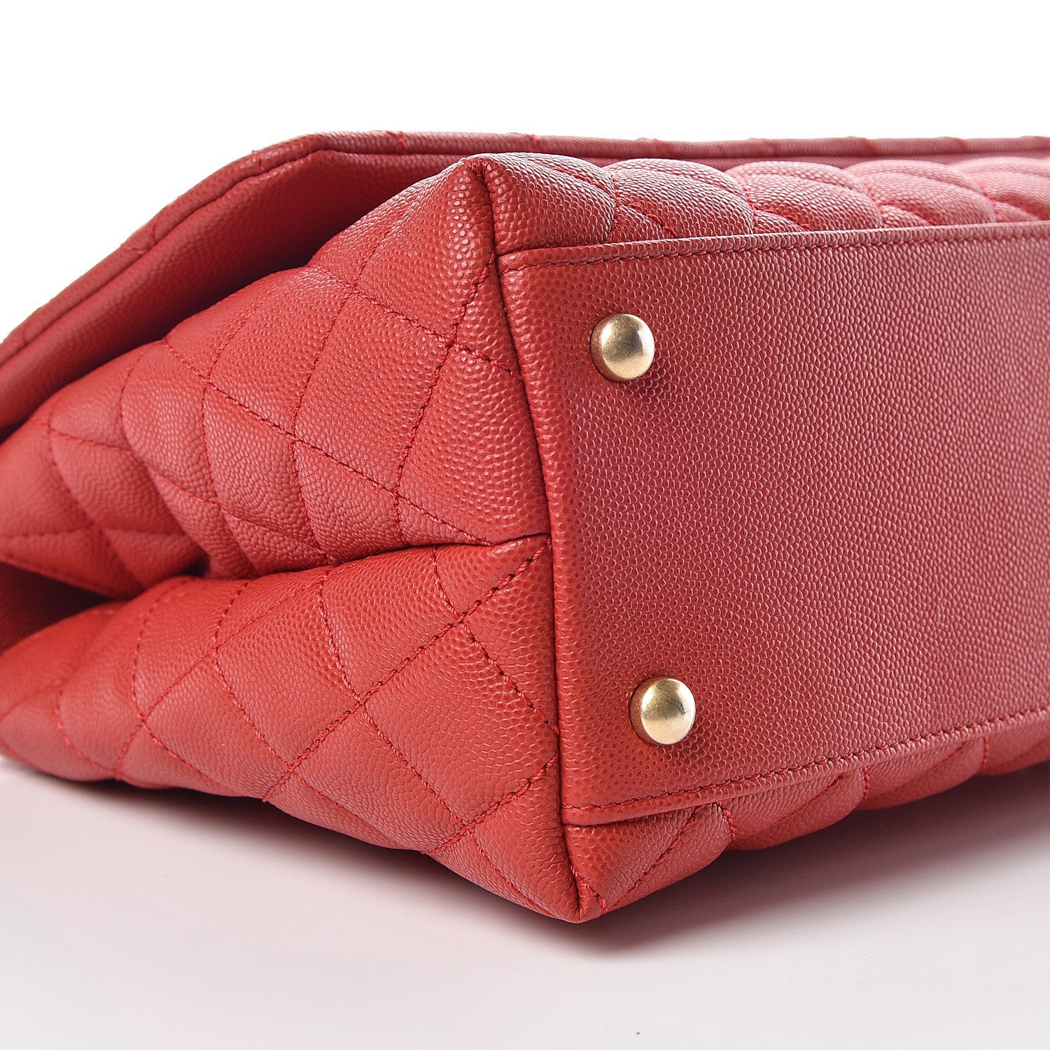 Chanel Caviar Quilted Small Coco Handle Flap Red 5 of 9