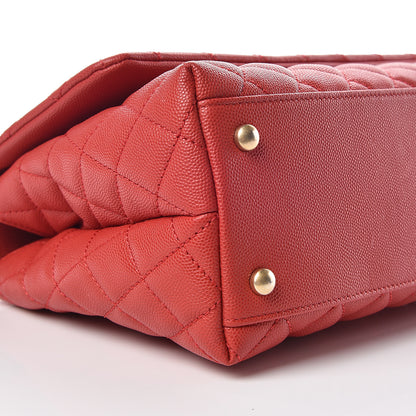 Chanel Caviar Quilted Small Coco Handle Flap Red 5 of 9