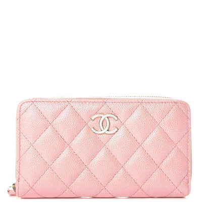 Chanel Iridescent Caviar Quilted Medium Zip Around Wallet Pink 1 of 11