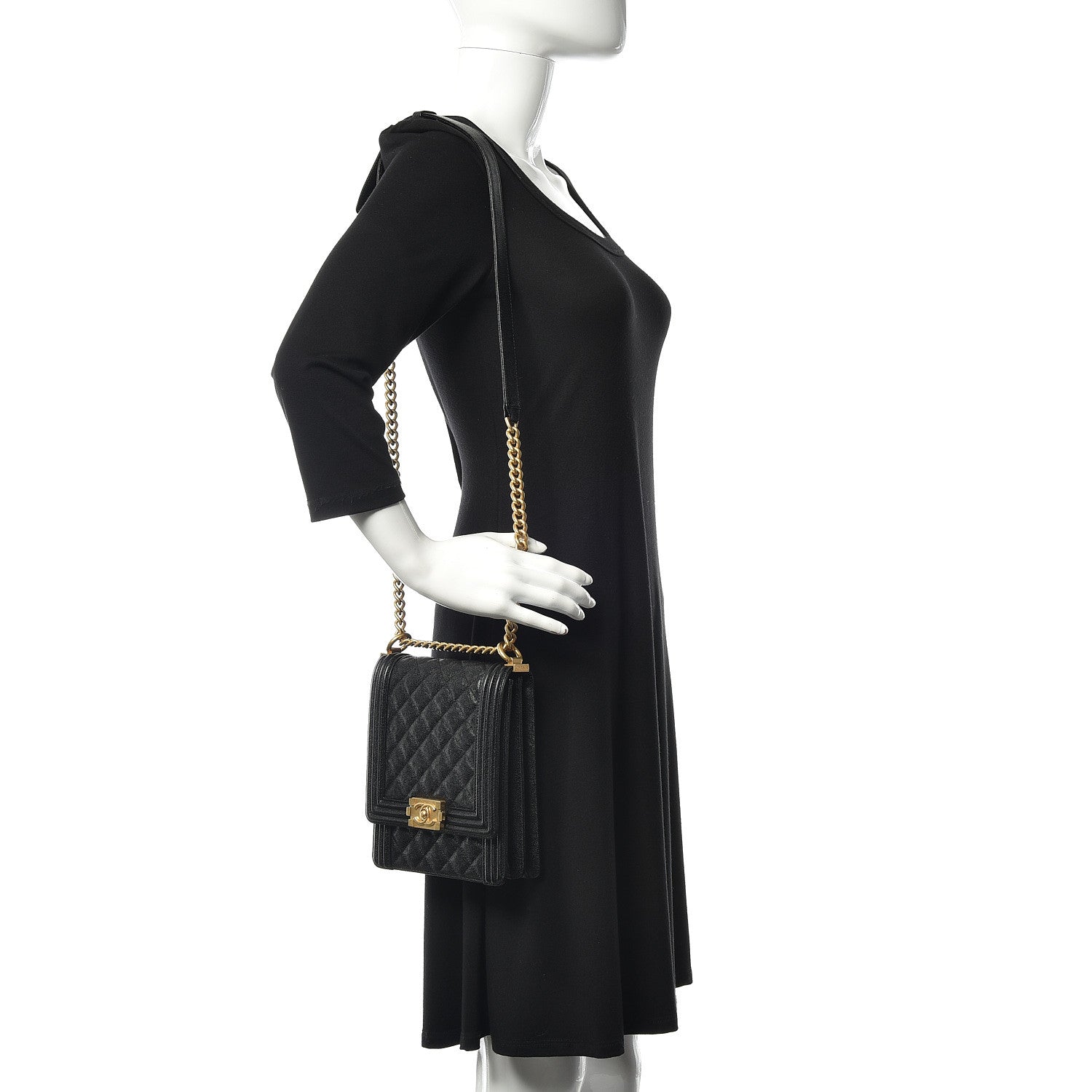 Chanel Caviar Quilted North South Boy Flap Black 2 of 9