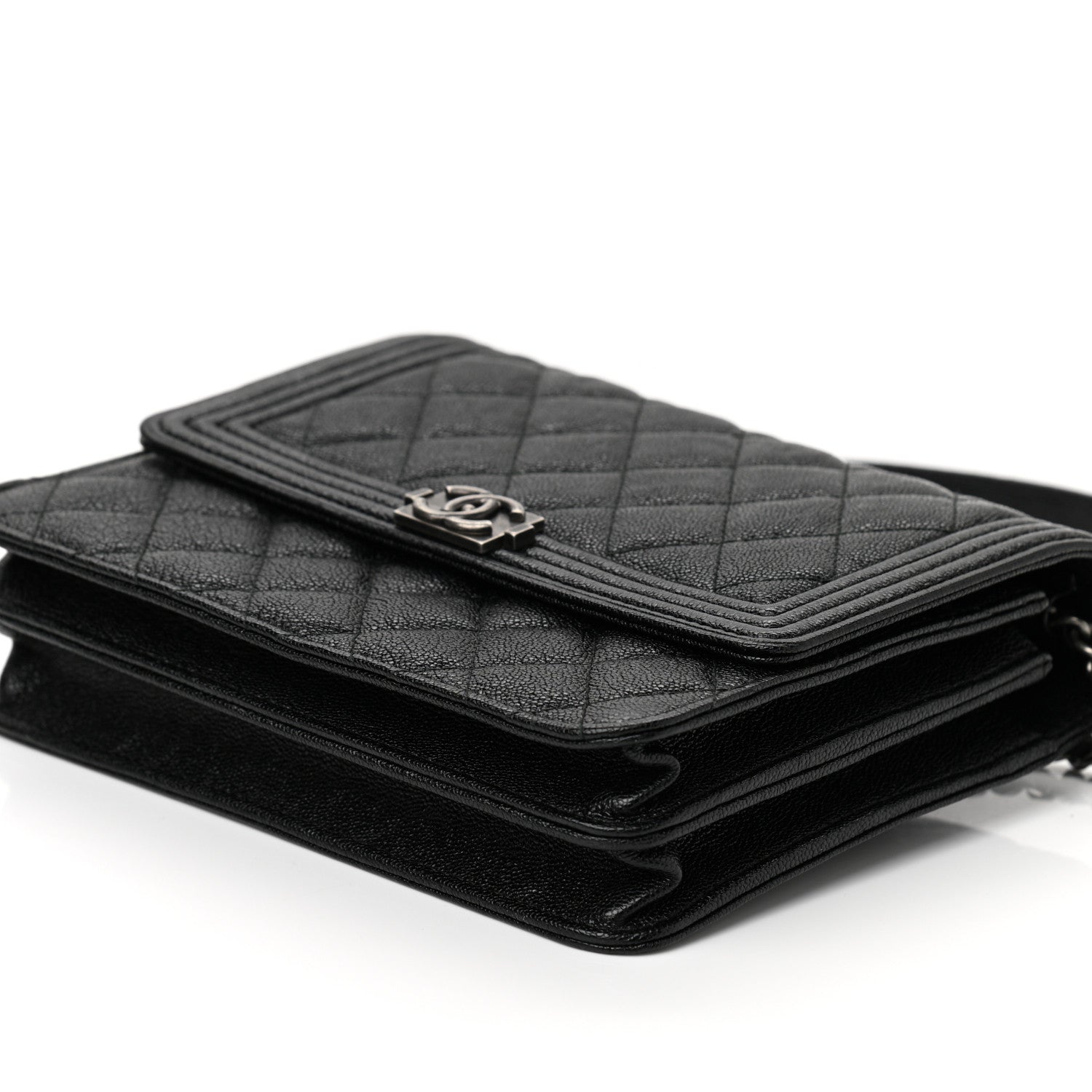 Chanel Caviar Quilted Boy Clutch With Chain Black 11 of 12