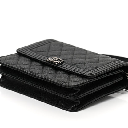 Chanel Caviar Quilted Boy Clutch With Chain Black 11 of 12