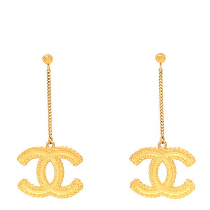 Chanel CC Drop Earrings Matte Gold 1 of 4