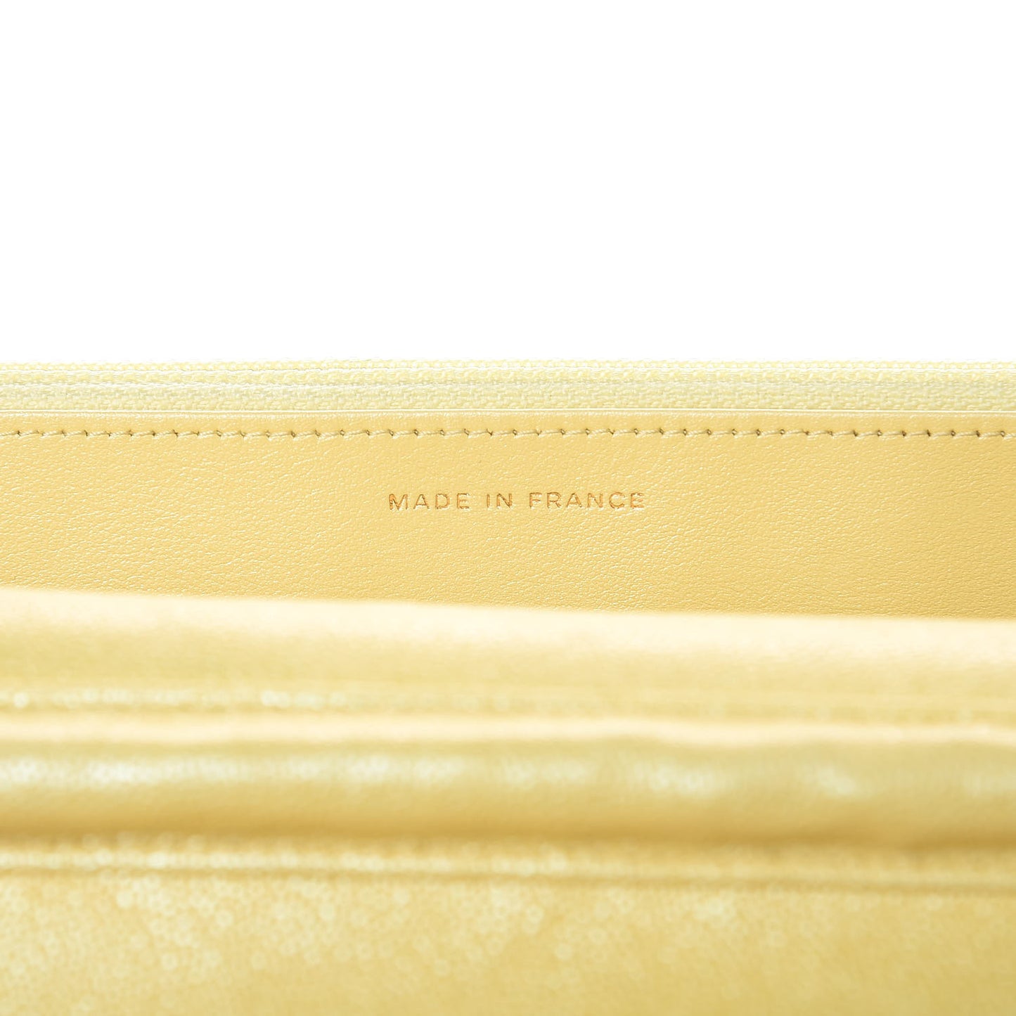 Iridescent Caviar Quilted Wallet on Chain WOC Yellow