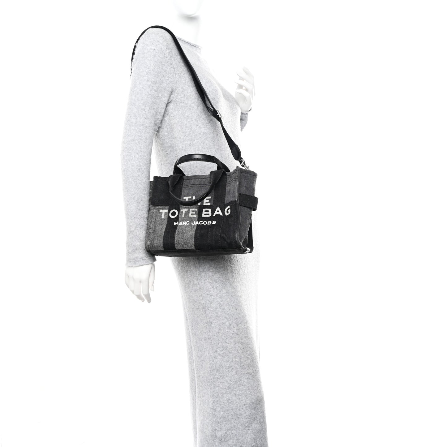 Denim Canvas Small Tote Bag Grey