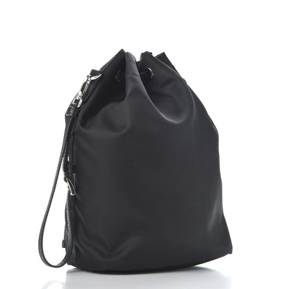 Prada Saffiano Tessuto Nylon Vela Lettering Bucket Wristlet Black 2 of 9