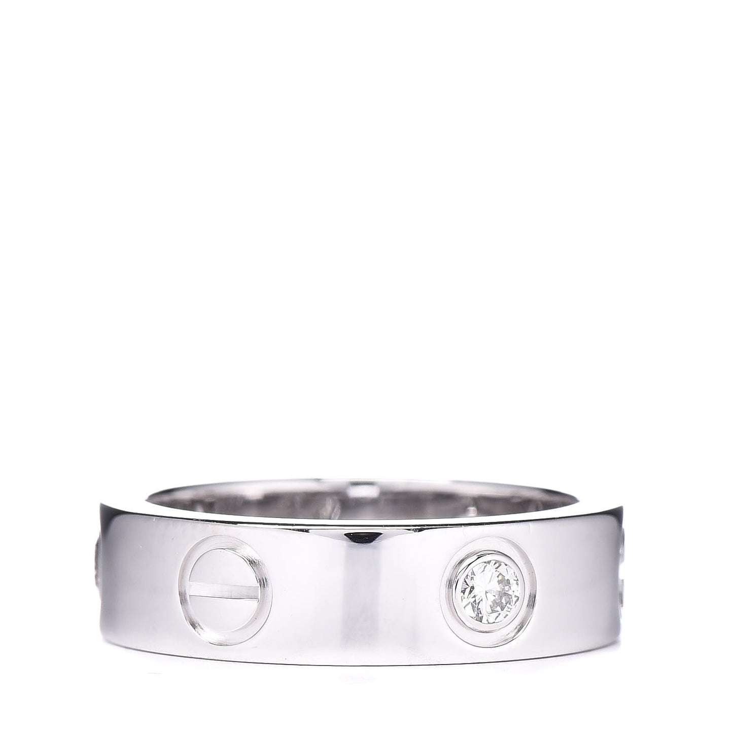 18K White Gold 3 Diamond 5.5mm LOVE Ring 52 6