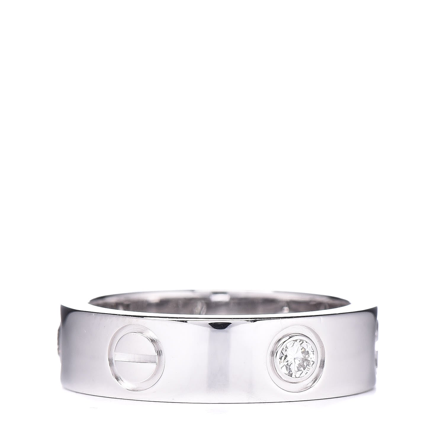 Cartier 18K White Gold 3 Diamond 5.5mm LOVE Ring 52 6 3 of 4