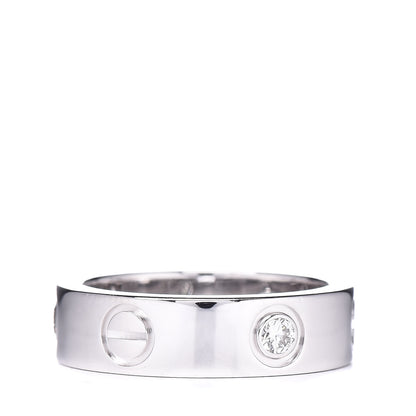 Cartier 18K White Gold 3 Diamond 5.5mm LOVE Ring 52 6 3 of 4