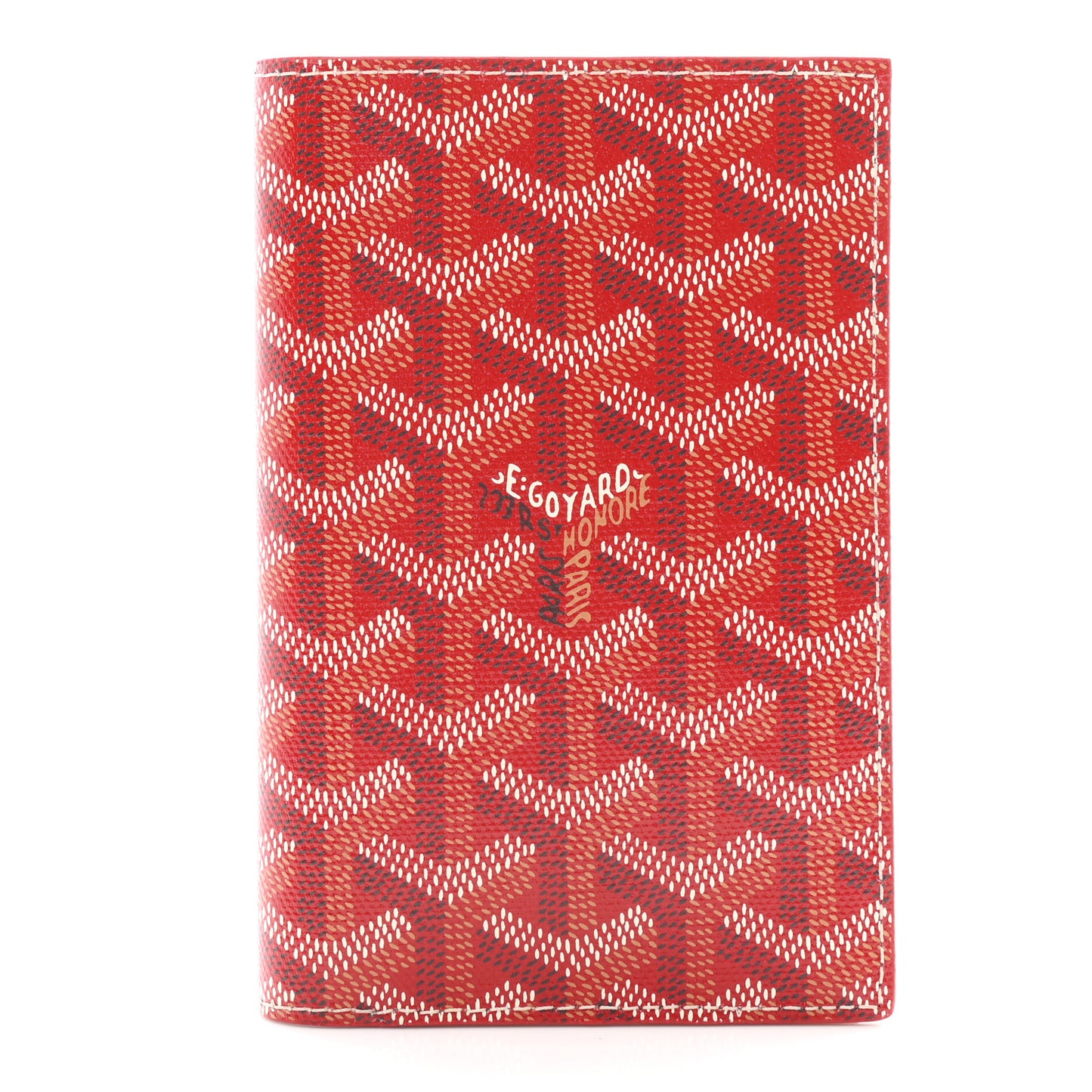 Goyardine Grenelle Passport Wallet Red