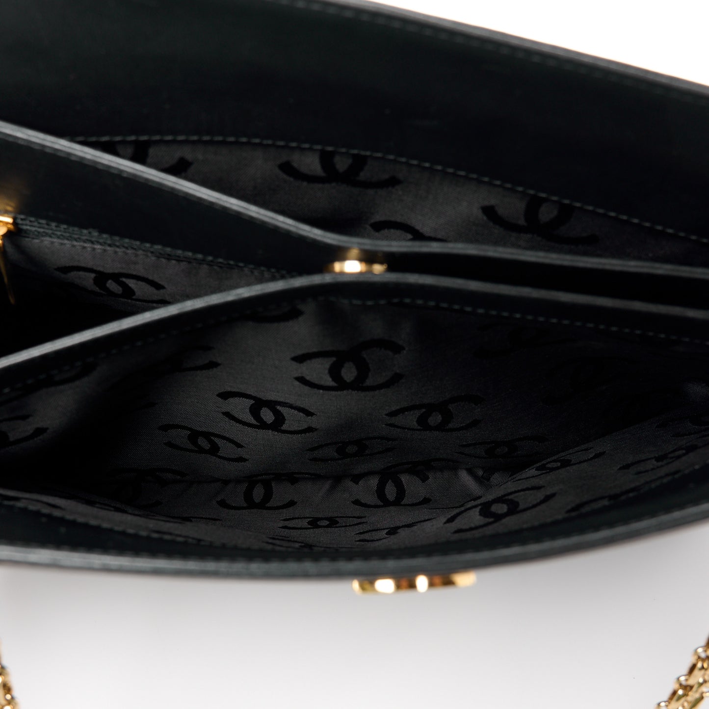Lambskin Quilted Chain Shopping Tote Black