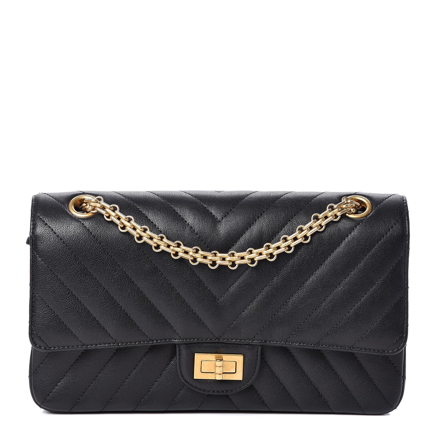 Chanel Sheepskin Chevron Quilted 2.55 Reissue 225 Flap Black 1 of 10